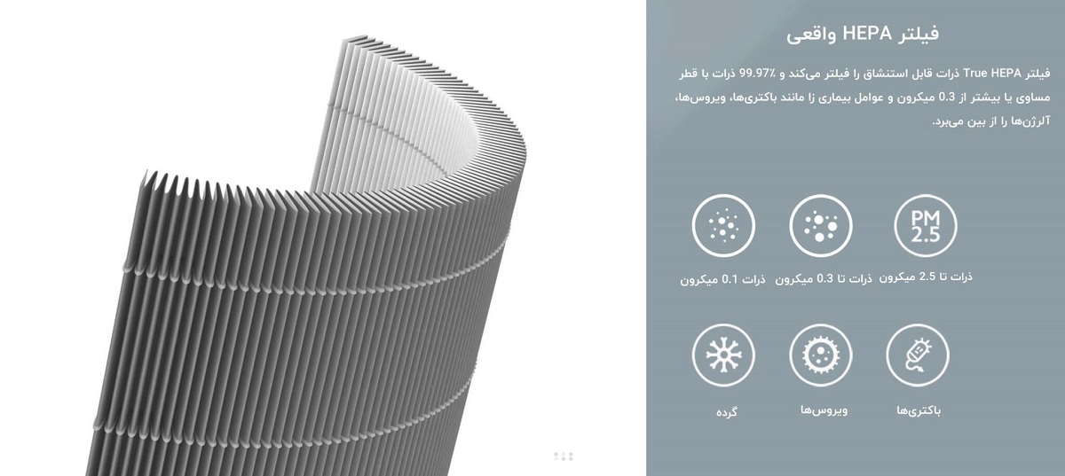 فیلتراسیون مرحله دوم دستگاه تصفیه هوای شیائومی مدل 3H